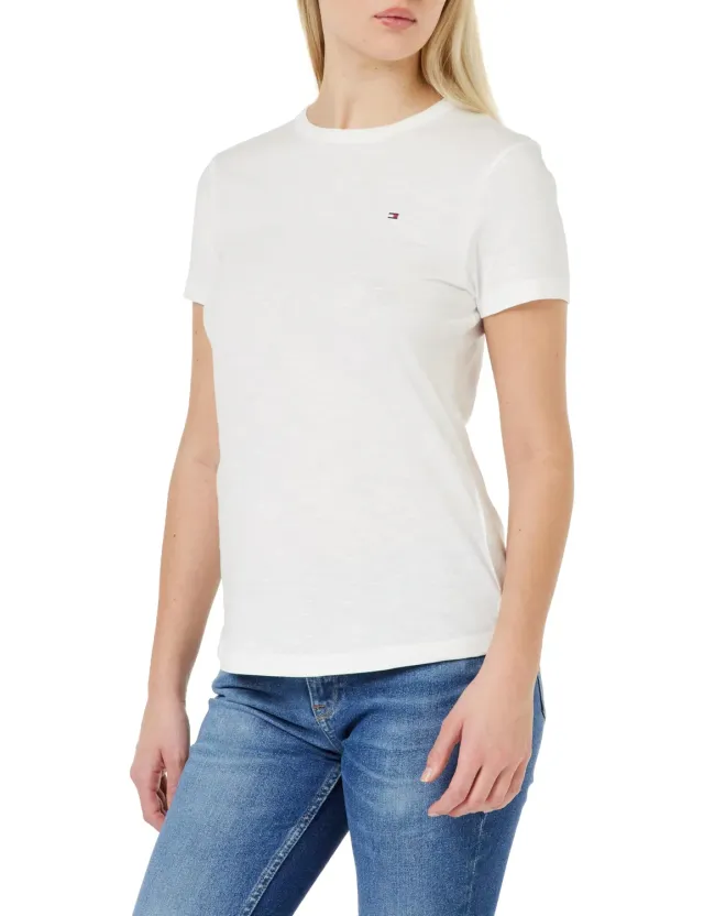 Tommy Hilfiger 1985 Slub t-shirt donna M bianca slim