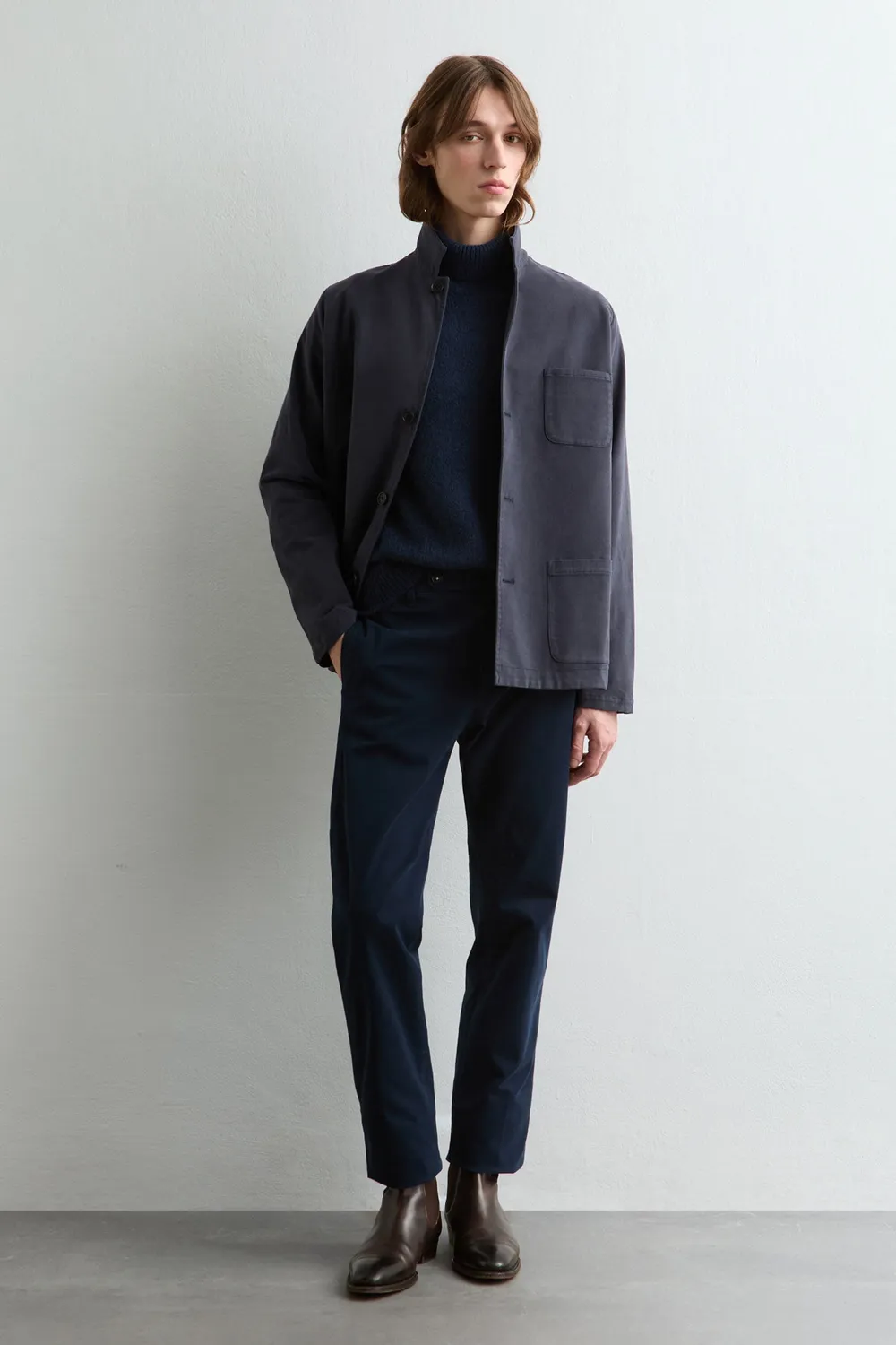 Massimo Alba Florida giacca camicia cotone dark blue