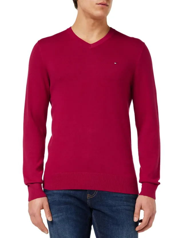 Tommy Hilfiger pullover uomo scollo a V taglia M blu