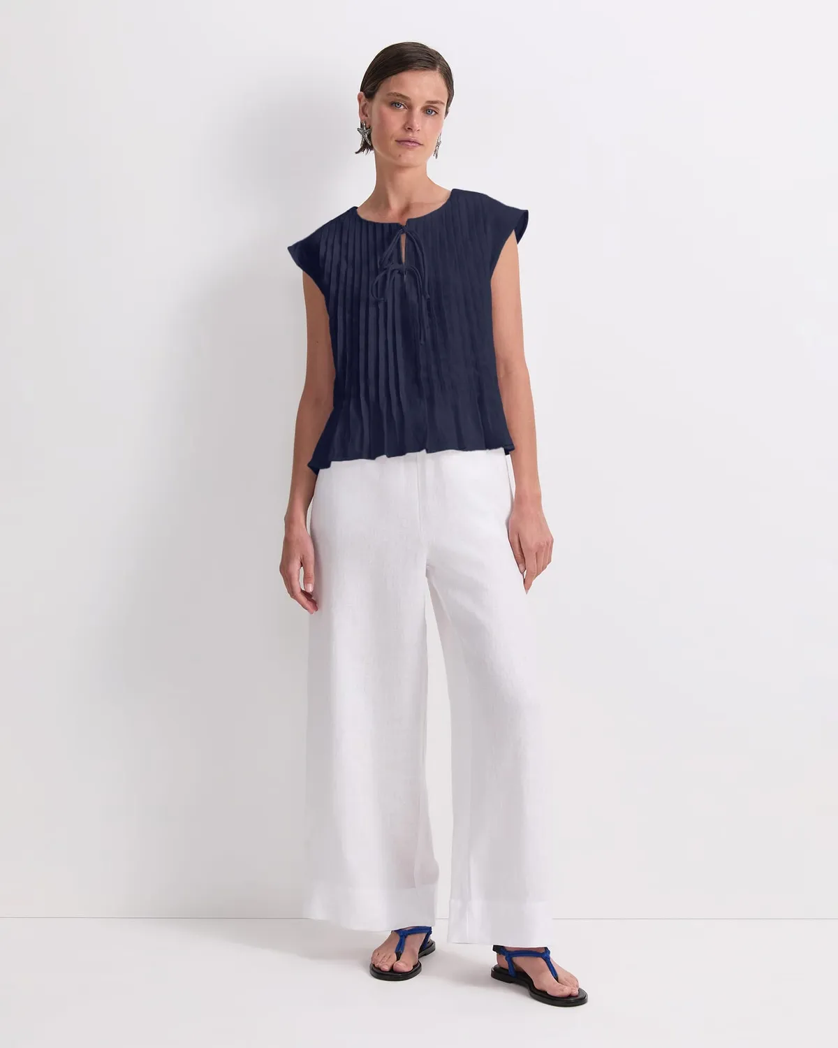 Sportscraft Ariana Pintuck Blouse blusa lino donna