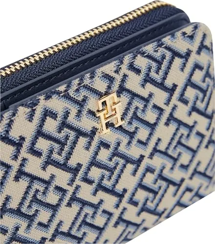 Tommy Hilfiger Icon Flap Portafogli Donna Blu Mono Jacquard