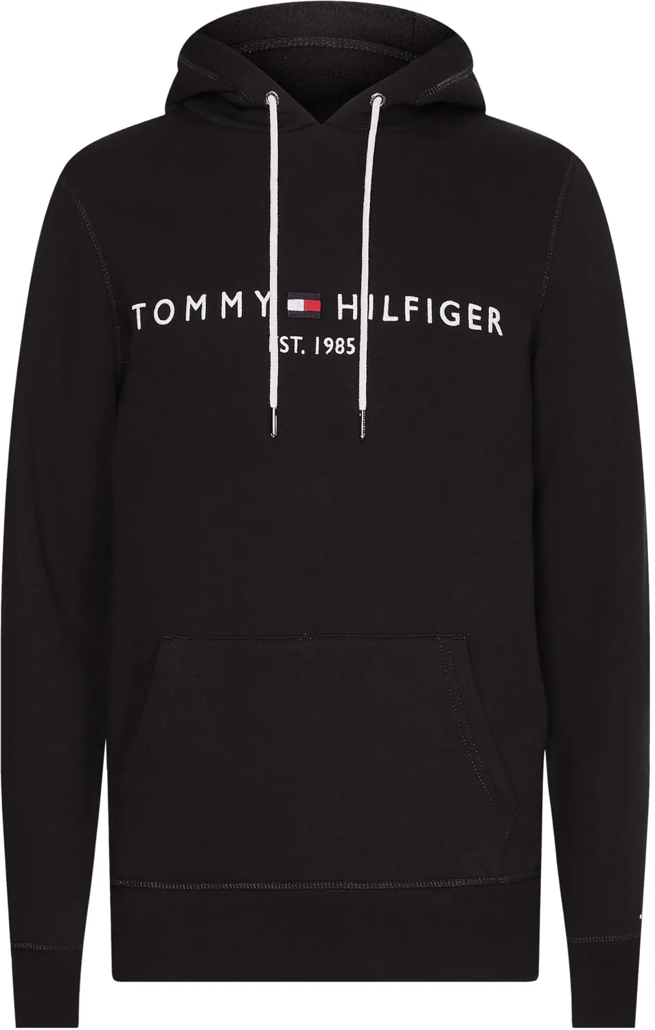 Tommy Hilfiger Logo Hoodie Felpa Nera cappuccio uomo