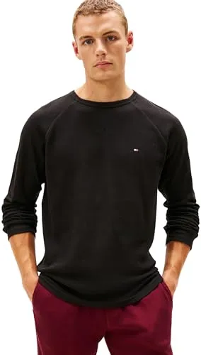 Tommy Hilfiger Waffle T-Shirt Uomo L Manica Lunga Cotone