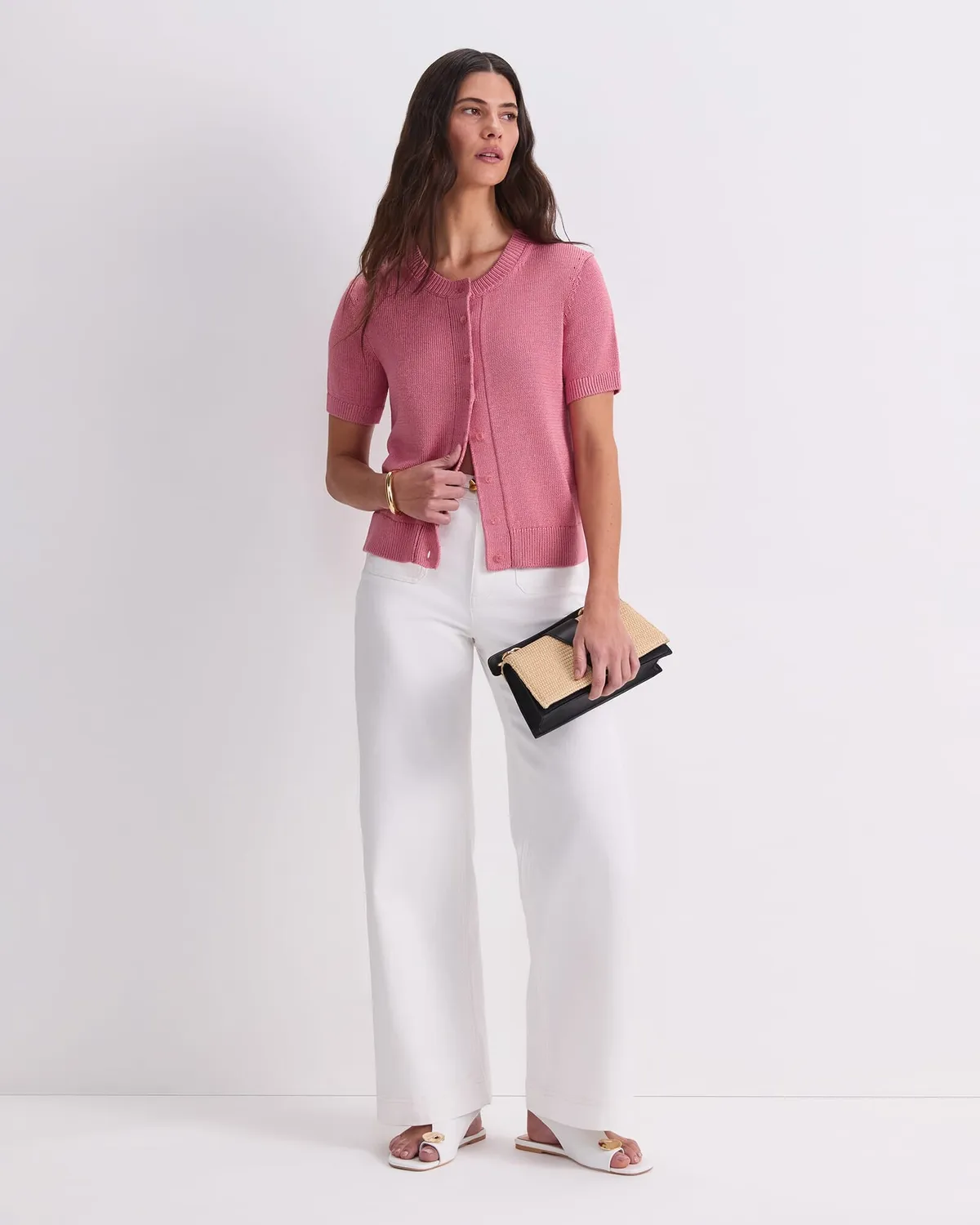 Sportscraft Linen Blend cardigan donna maniche corte