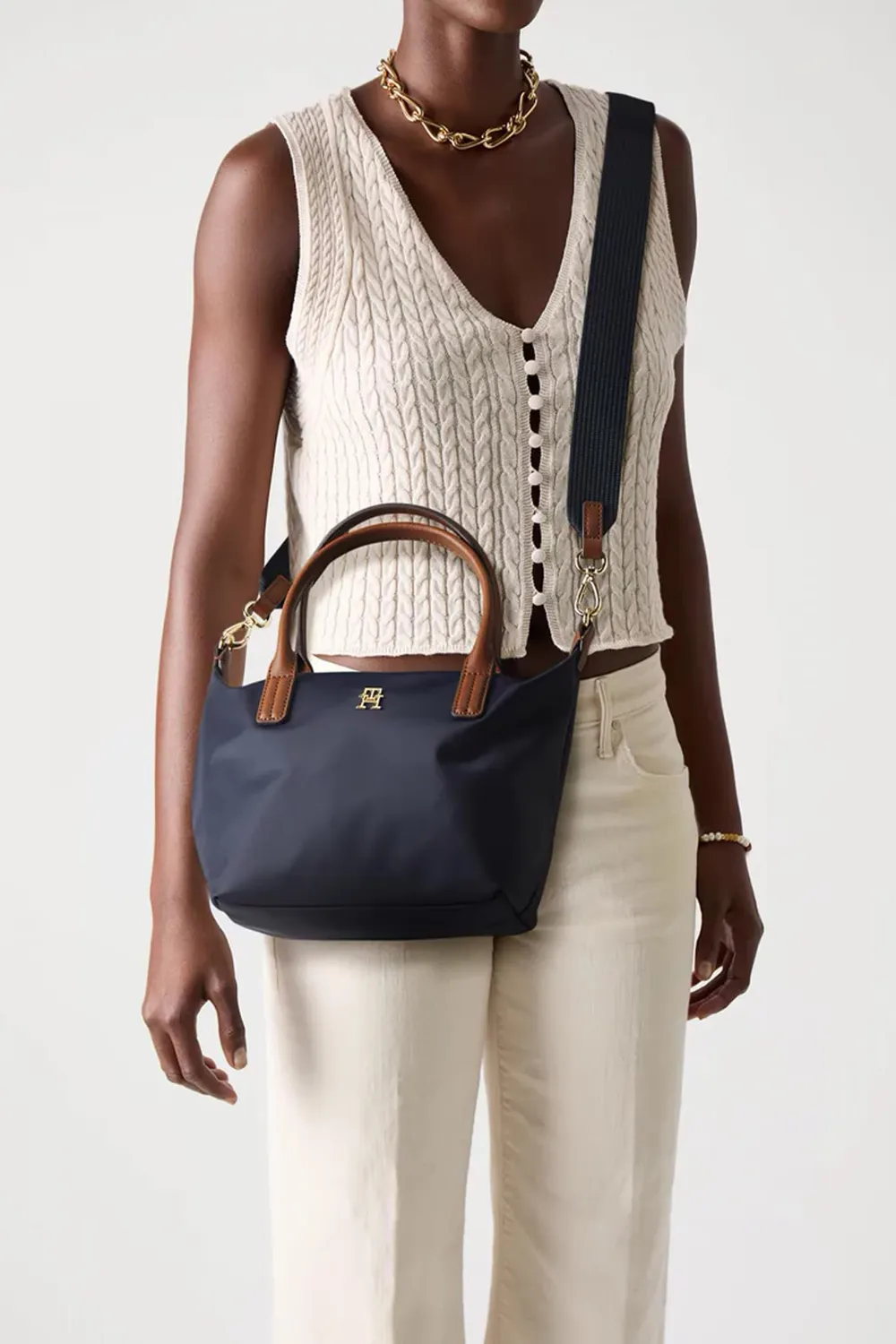 Tommy Hilfiger Popette AW0AW17709 borsa tote blu sintetico