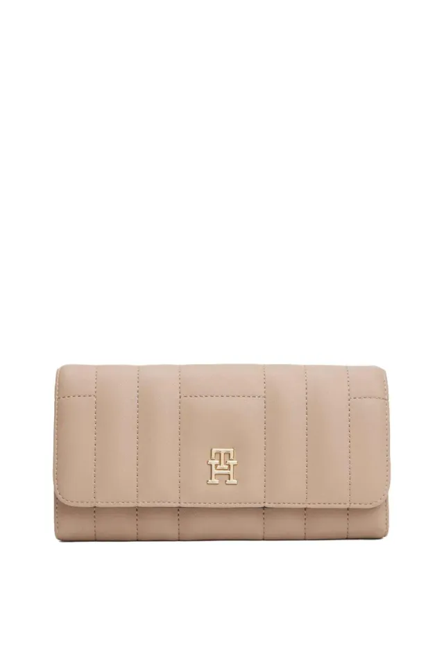 Tommy Hilfiger Feminine Flap portafogli donna beige grande