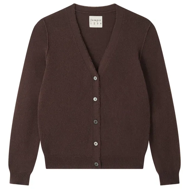 Jumper 1234 Distressed Vee Cardigan cashmere marrone