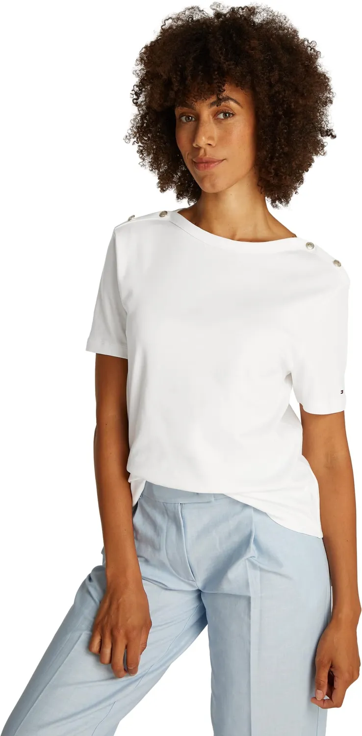 Tommy Reg Stripe Gold maglietta donna ecru taglia M