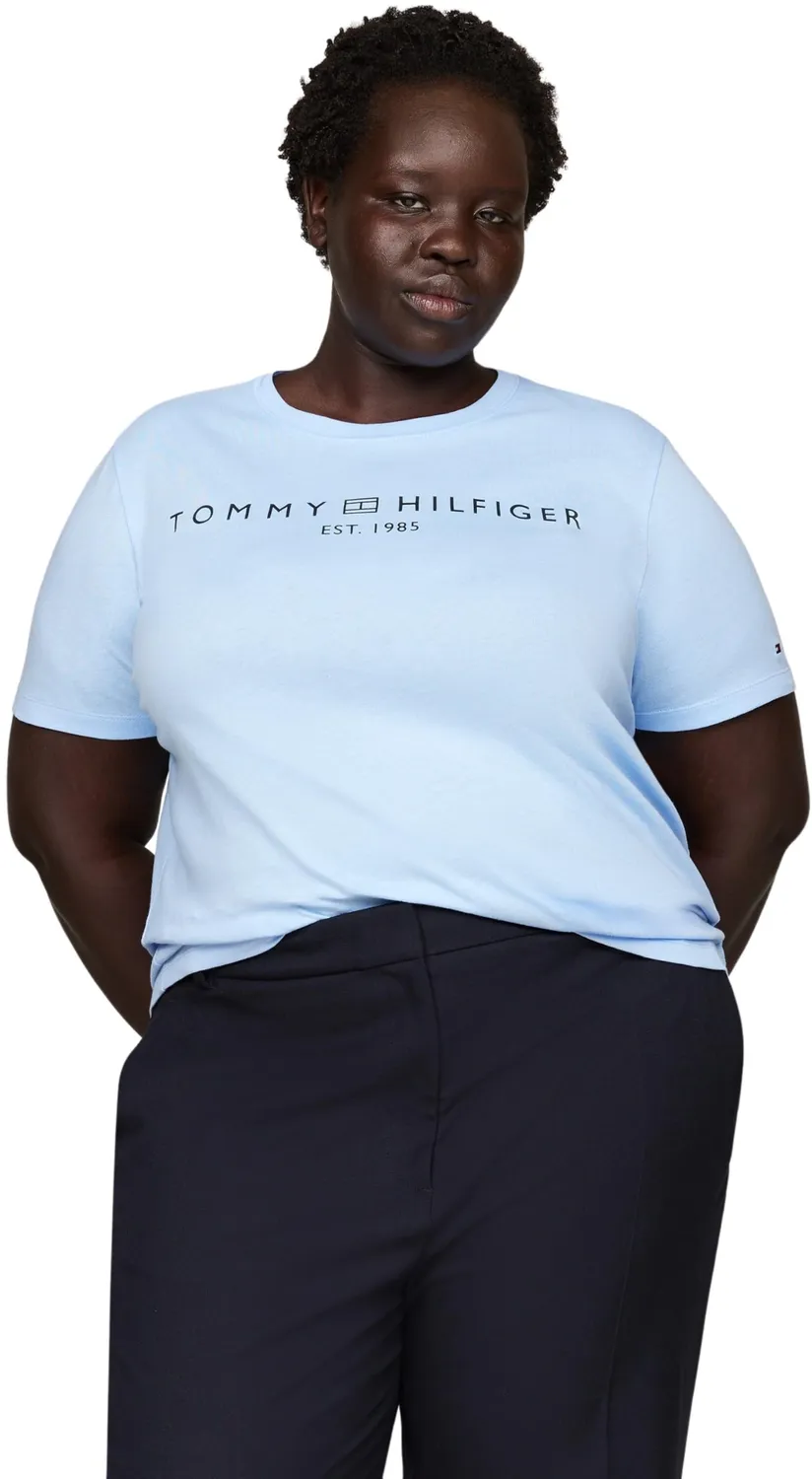 Tommy Hilfiger Curve Regular Logo t-shirt donna grigio taglia 50