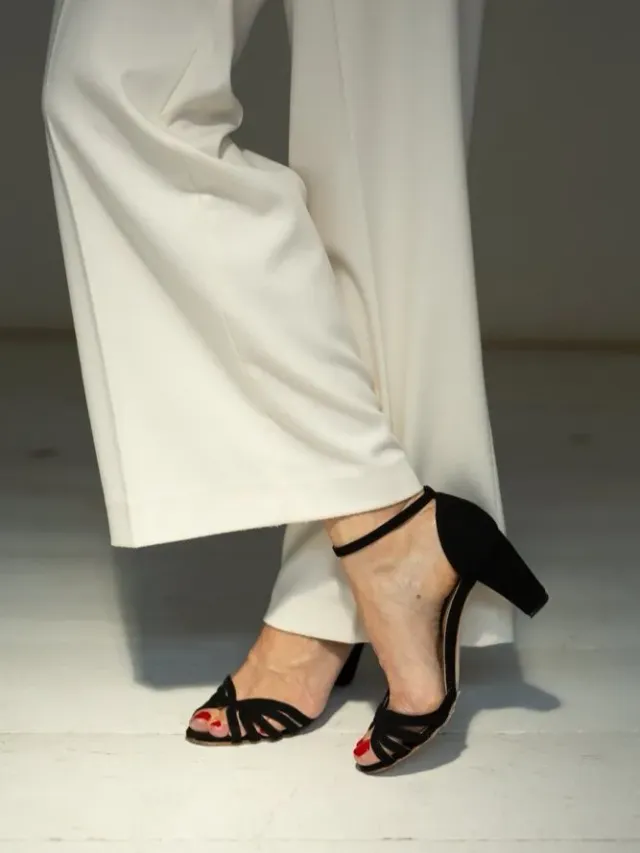 LOL Roma Rainbow sandalo suede nero tacco 7 cm