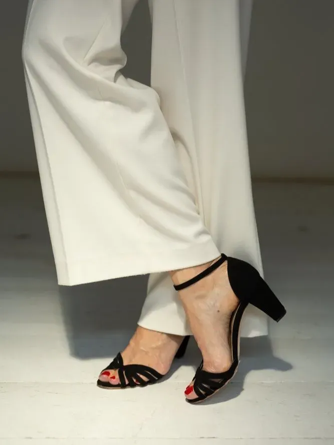 LOL Roma Rainbow sandalo suede nero tacco 7 cm