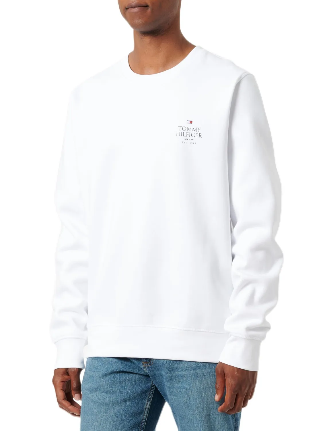 Tommy Hilfiger Stack felpa girocollo uomo blu Desert Sky