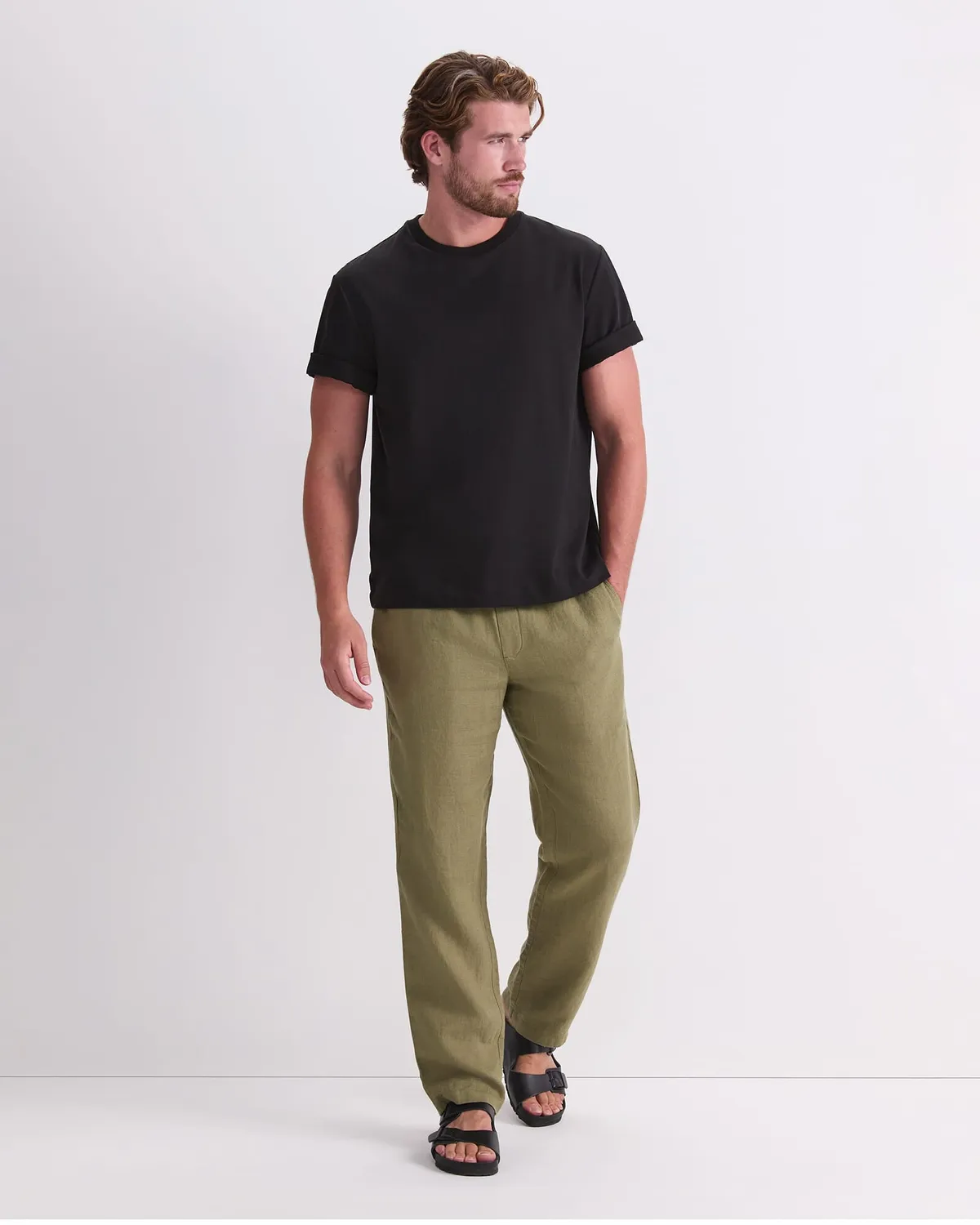 Sportscraft Caffery pantaloni in lino gamba dritta