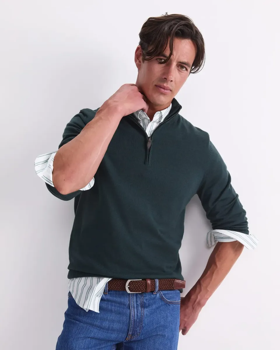 Sportscraft Merino maglione uomo lana zip corta