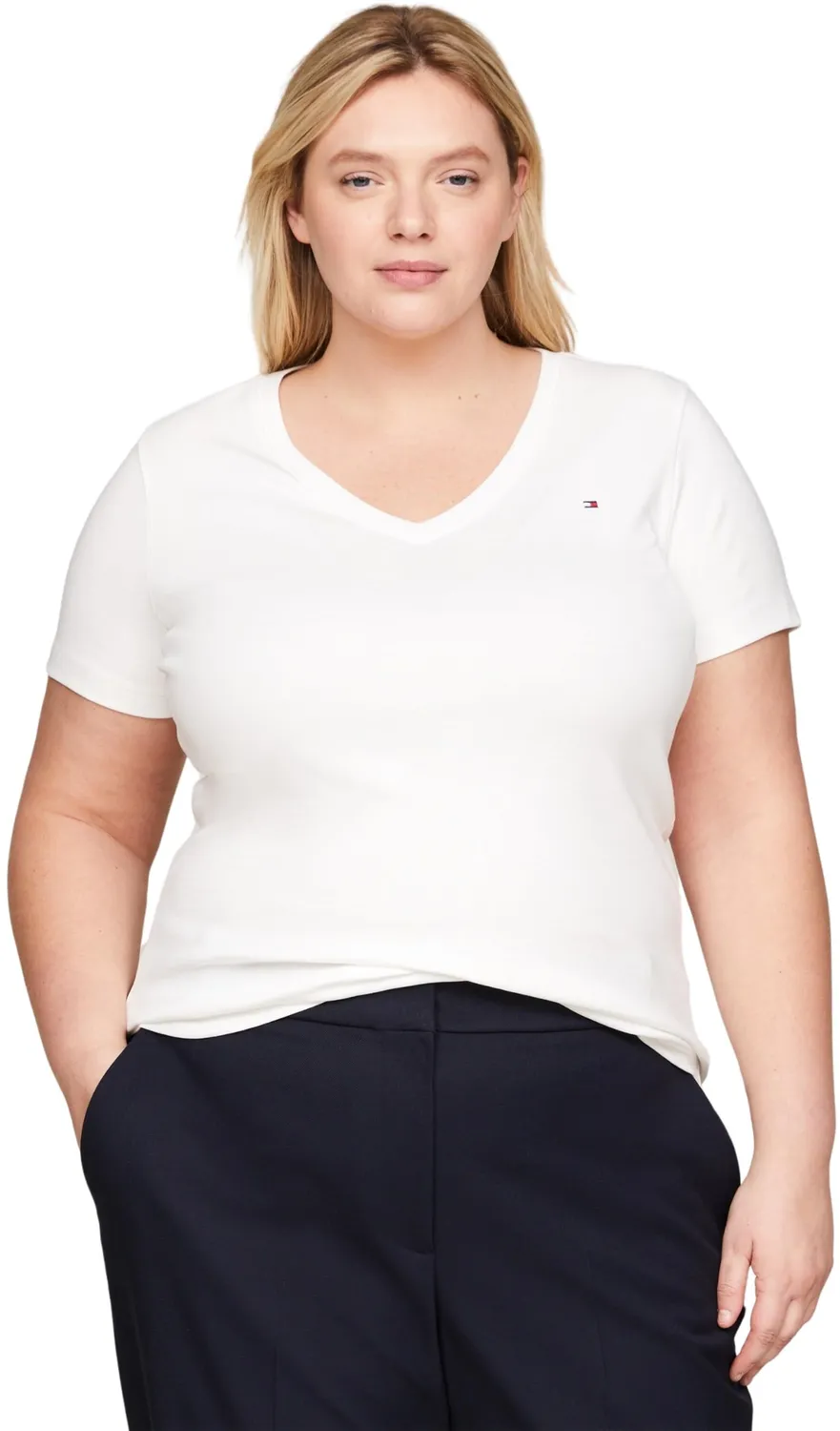 Tommy Hilfiger Cody t-shirt donna scollo V slim nera cotone