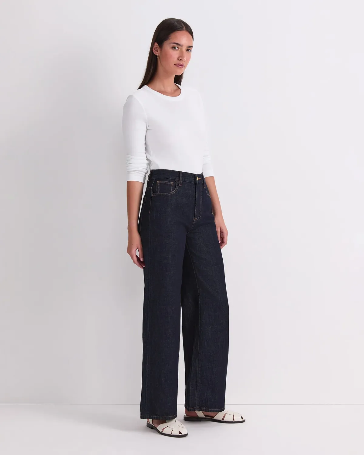Sportscraft Simmi Wide Leg jeans bianchi gamba larga