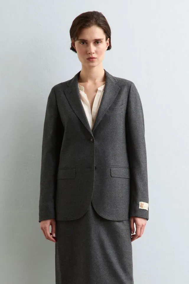 Massimo Alba TOLOSA giacca dark grey in flanella lana