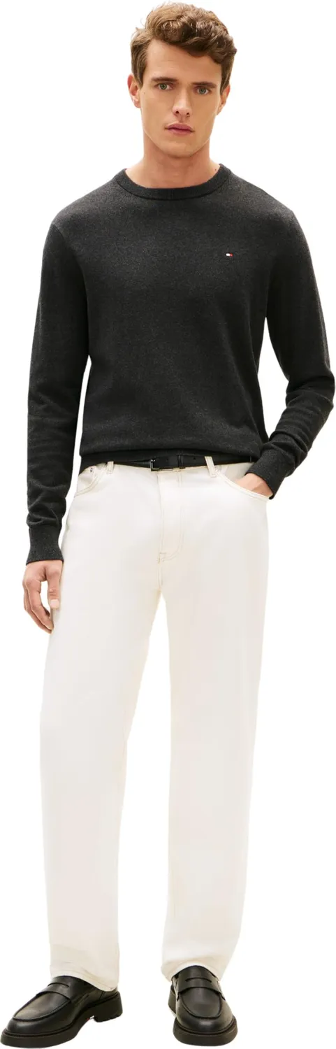 Tommy Hilfiger Girocollo Maglione Uomo Grigio Vestibilità Regolare