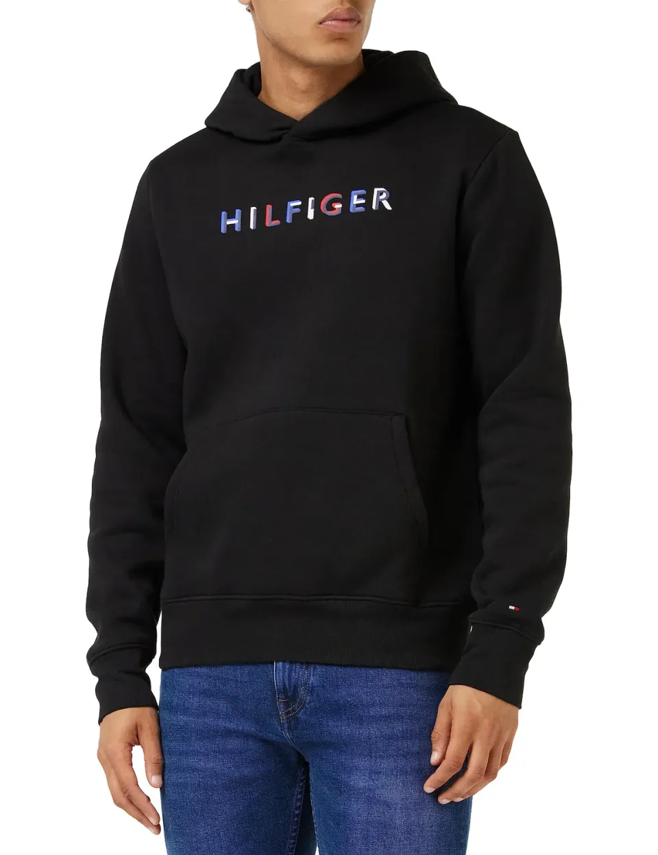 Tommy Hilfiger felpa cappuccio uomo nero Black maglia