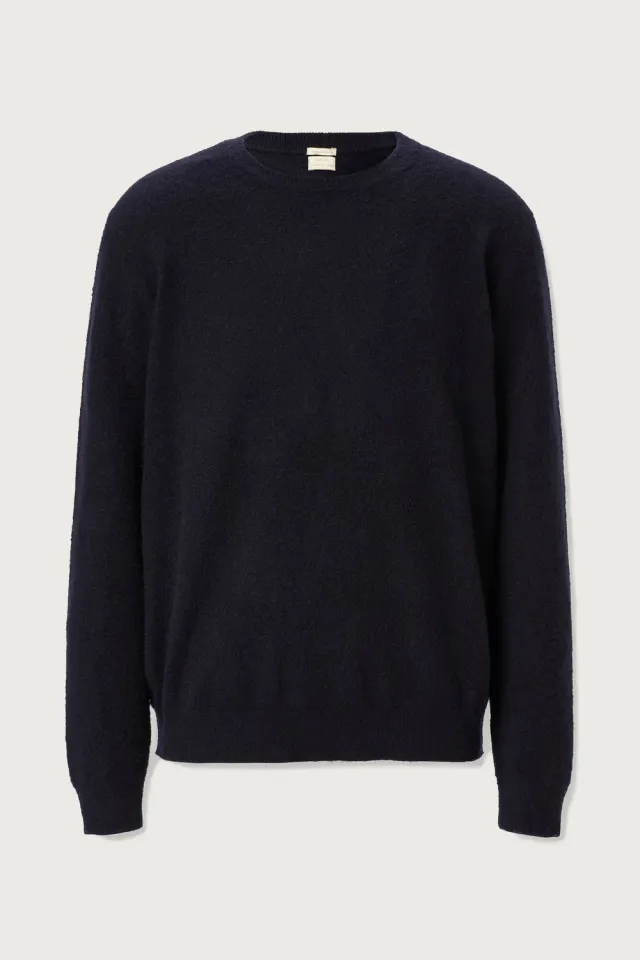 Massimo Alba Kane maglione uomo blu cashmere garzato