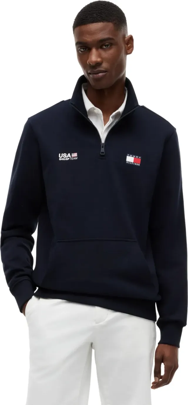 Tommy Hilfiger SailGP MW0MW44687 felpa uomo mezza zip XL blu