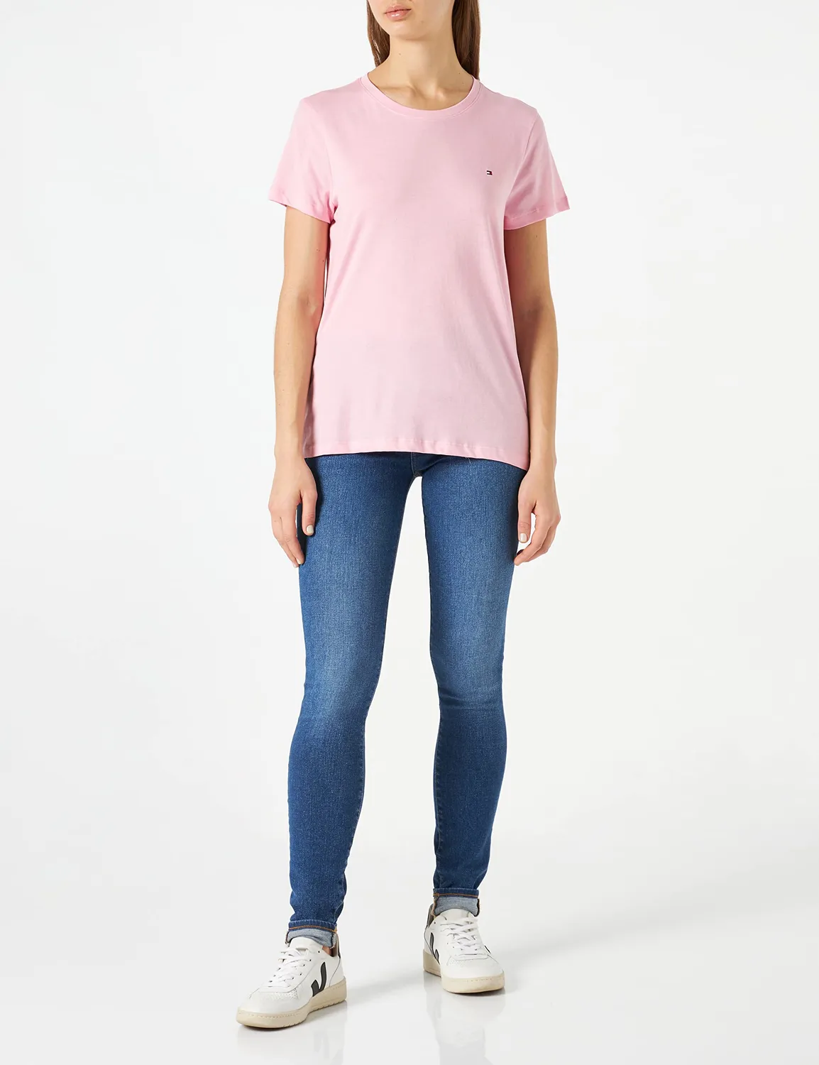 Tommy Hilfiger New Crew Neck Tee Slim t-shirt donna rosa 3XL