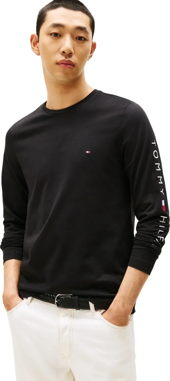 Tommy Hilfiger Logo maglia uomo maniche lunghe cotone nera