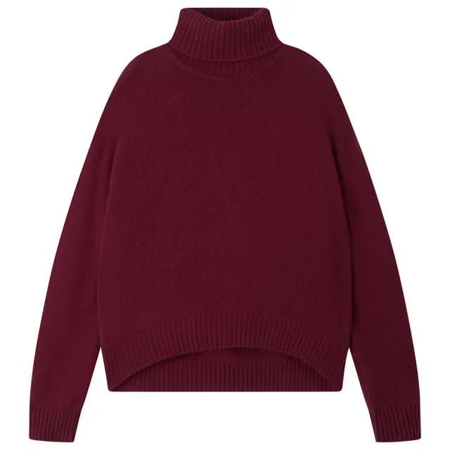 JUMPER 1234 Roll Collar maglione cashmere bordeaux oversize pesante
