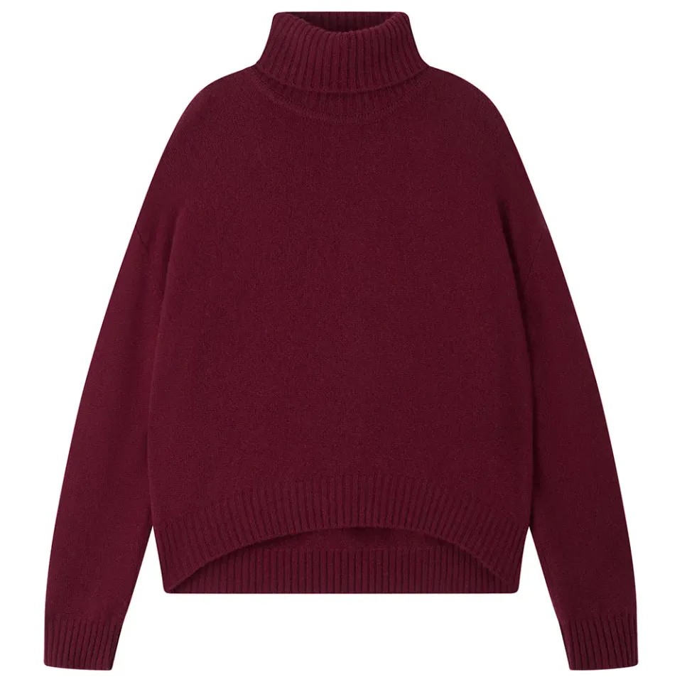 JUMPER 1234 Roll Collar maglione cashmere bordeaux oversize pesante