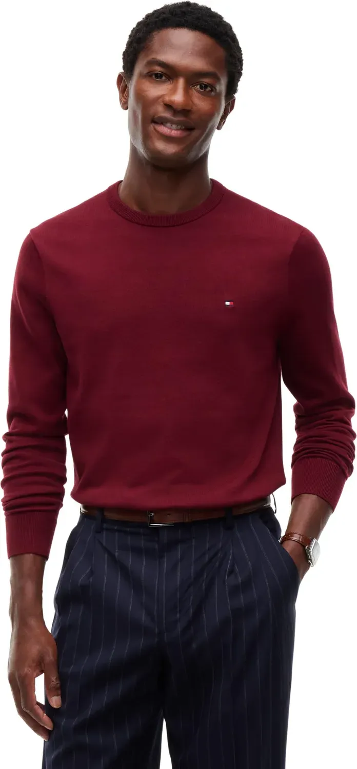 Tommy Hilfiger Essential maglione girocollo borgogna S cotone