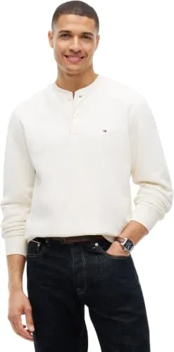 Tommy Hilfiger Essential Fleece MW0MW44933 henley uomo blu pile