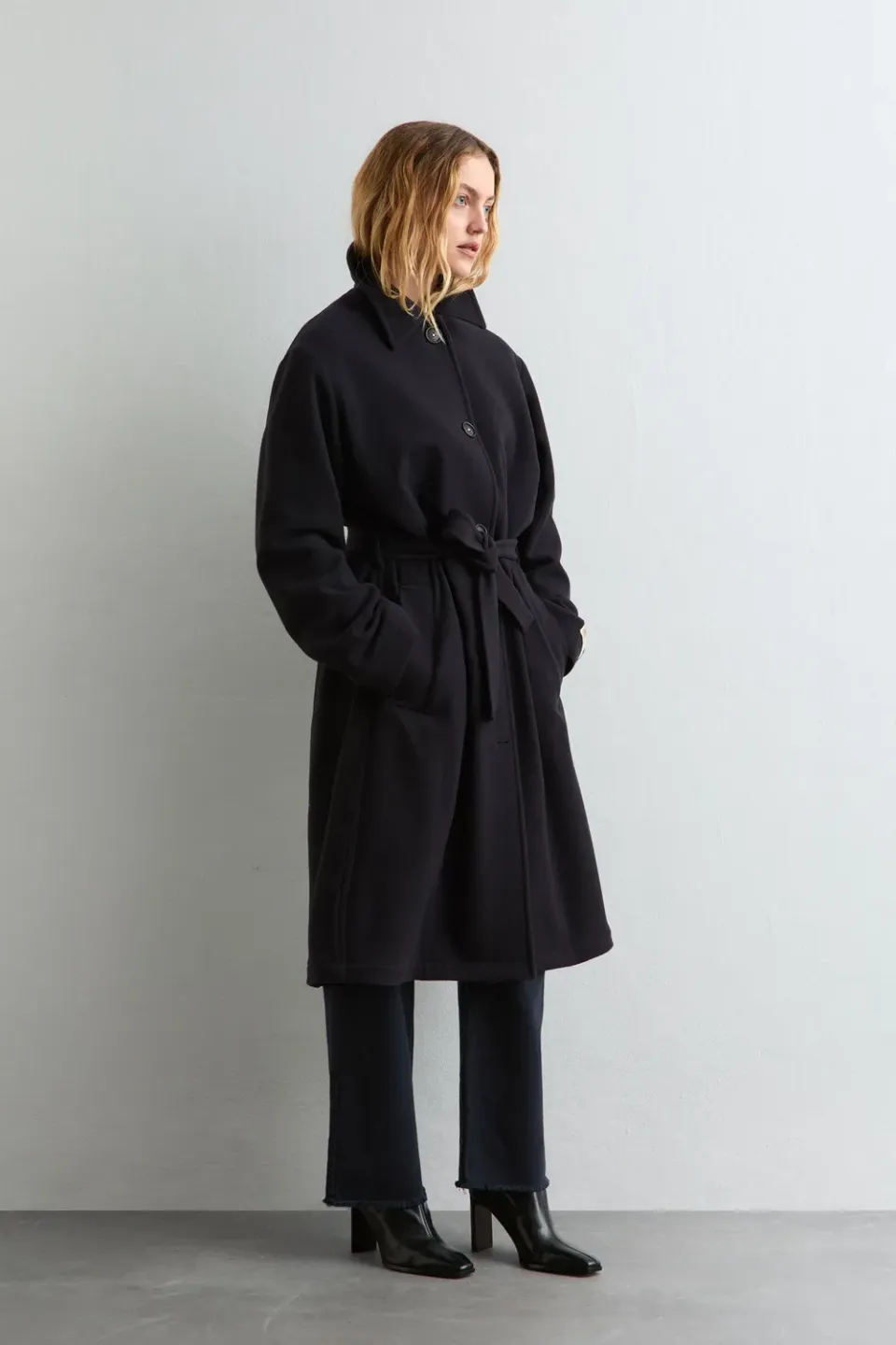 Massimo Alba Lisbona trench blu panno lana