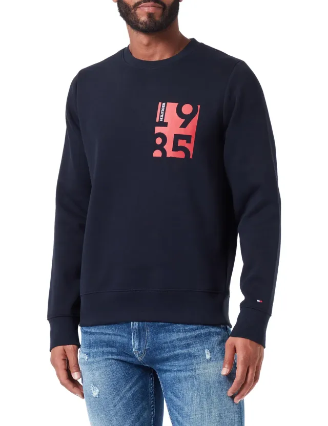 Tommy Hilfiger Chest Print Crewneck felpa uomo XXL blu