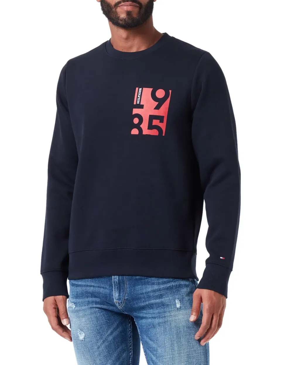 Tommy Hilfiger Chest Print Crewneck felpa uomo XXL blu