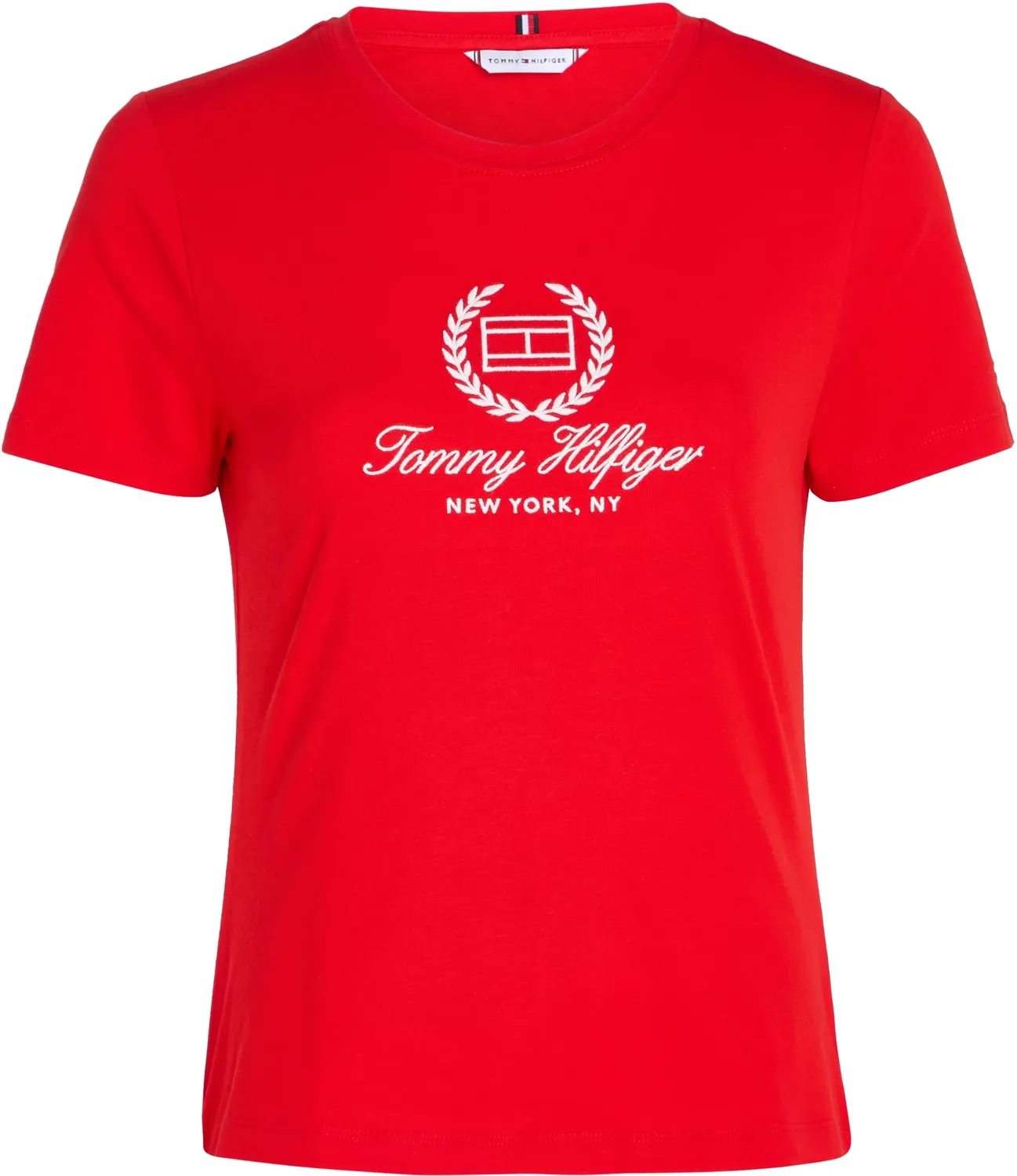 Tommy Hilfiger Slim Flag Tee t-shirt donna rosso slim