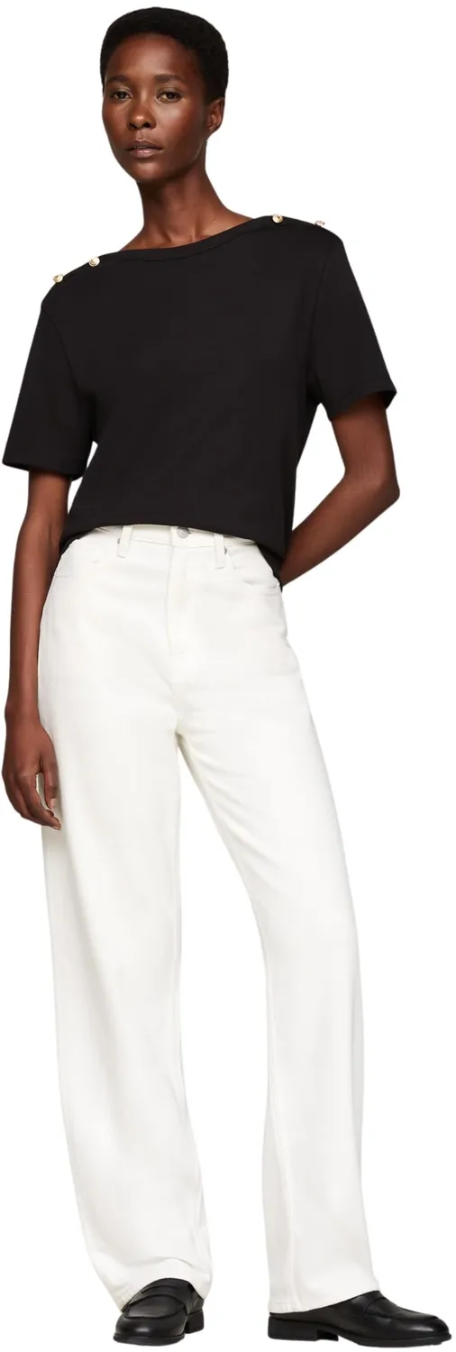 Tommy Reg Stripe Gold maglietta donna ecru taglia M