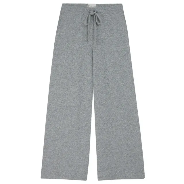 JUMPER 1234 Merino pantaloni joggers lana grigio gamba larga