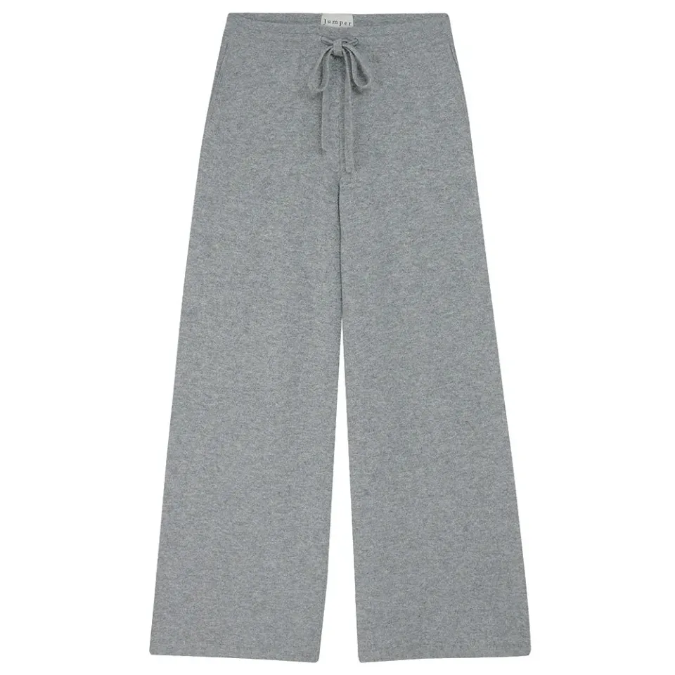 JUMPER 1234 Merino pantaloni joggers lana grigio gamba larga