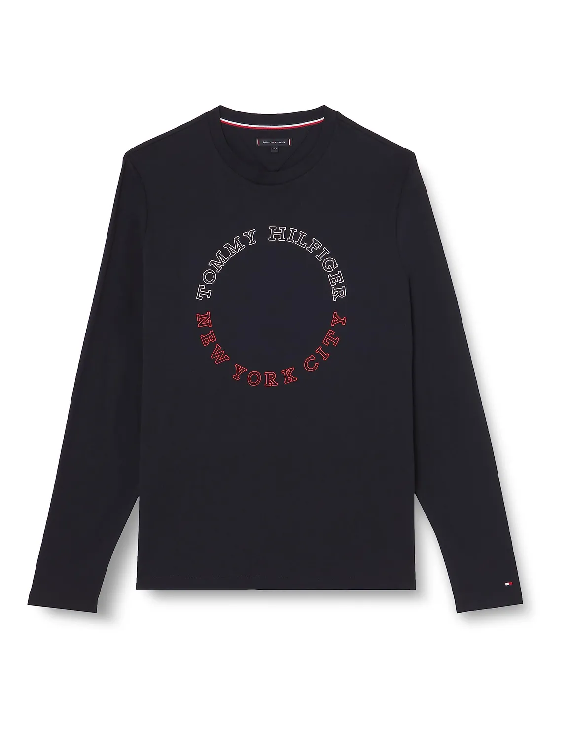Tommy Hilfiger maglietta manica lunga uomo blu taglie forti cotone