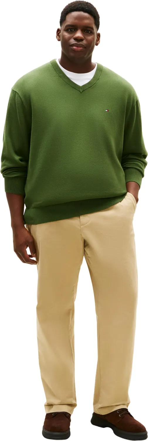 Tommy Hilfiger Essential Cotton maglione scollo V verde unisex
