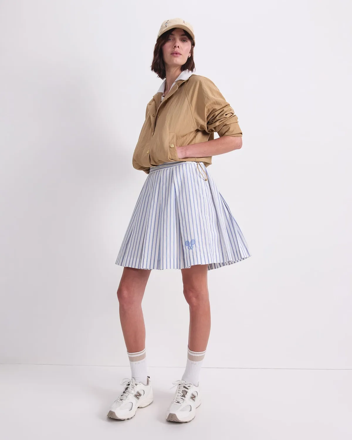 Sportscraft Logo Stripe Tennis Skirt gonna donna pieghe