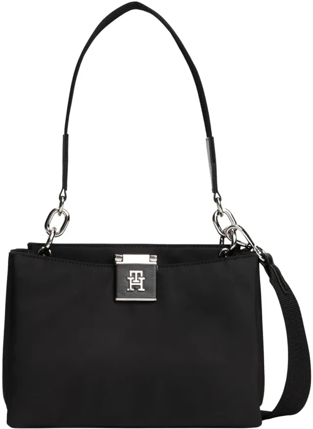 Tommy Hilfiger TH Her Med Satchel Nylon borsa nera