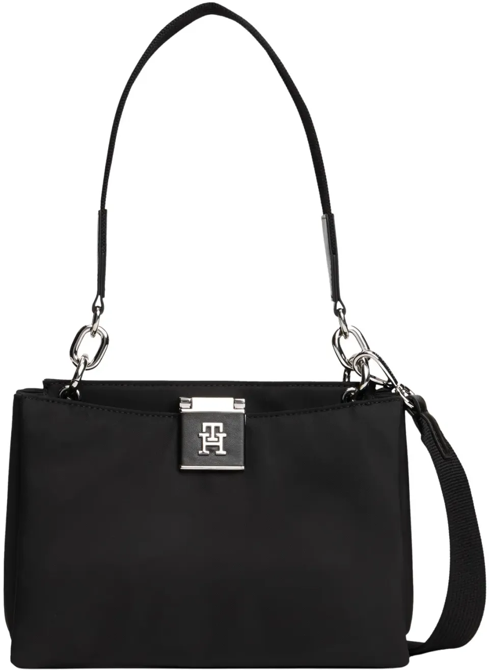 Tommy Hilfiger TH Her Med Satchel Nylon borsa nera