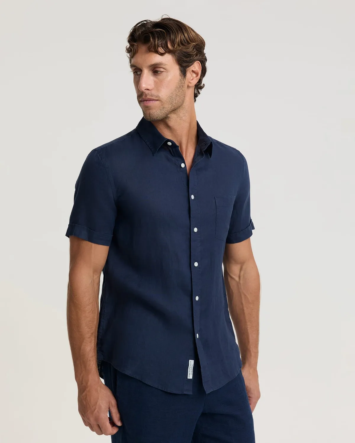 Sportscraft Linen camicia lino manica corta uomo regular