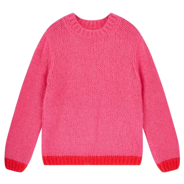 Jumper 1234 Hand Knit Tipped Crew maglione mohair rosa