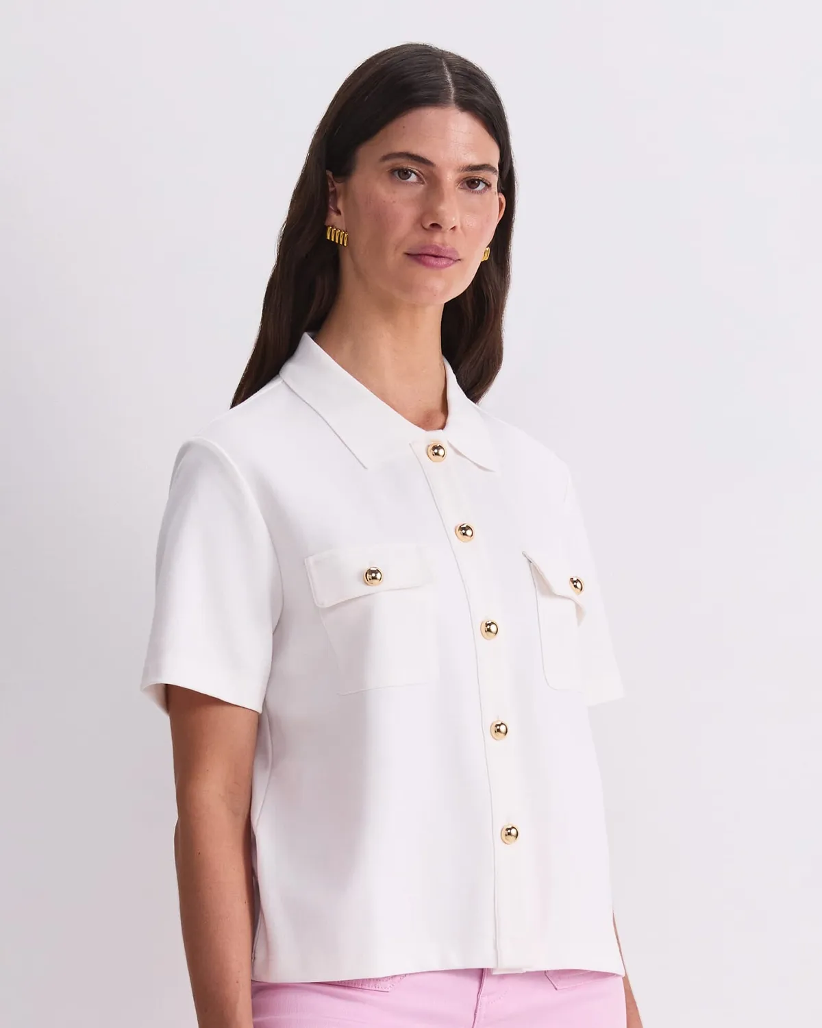 Sportscraft Esme camicia donna jersey ponte bottoni oro