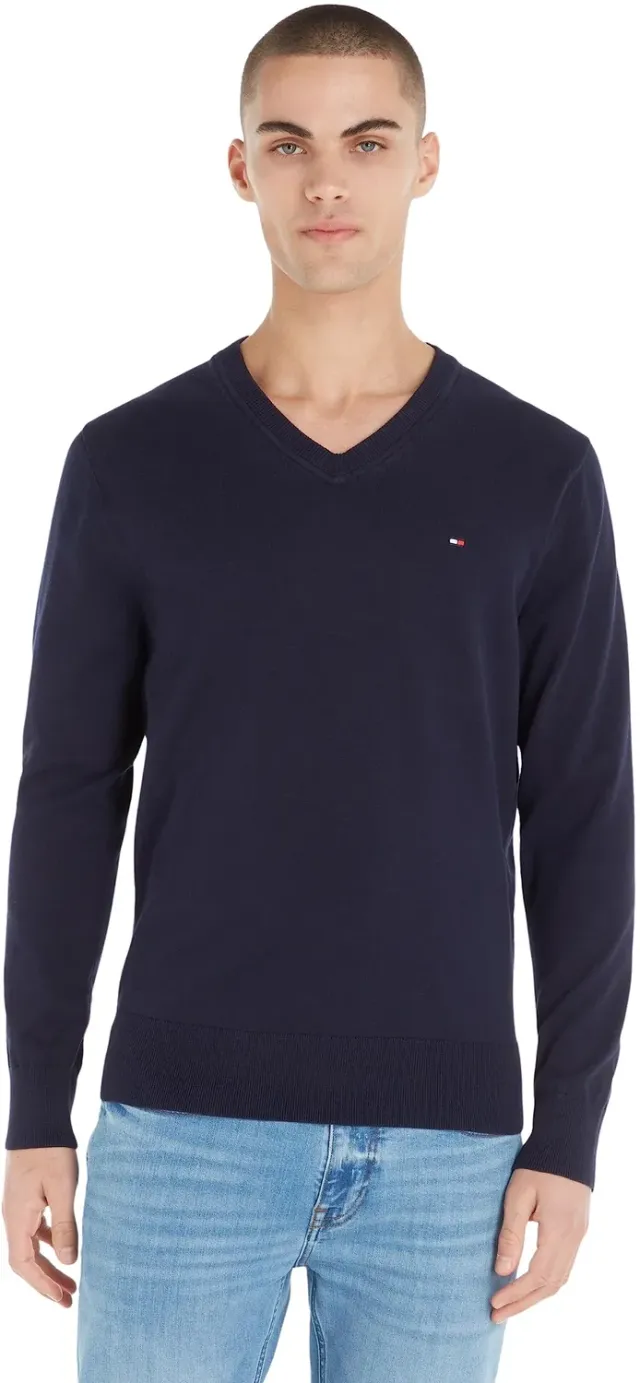 Tommy Hilfiger V-Neck pullover uomo grigio scollo a V elegante