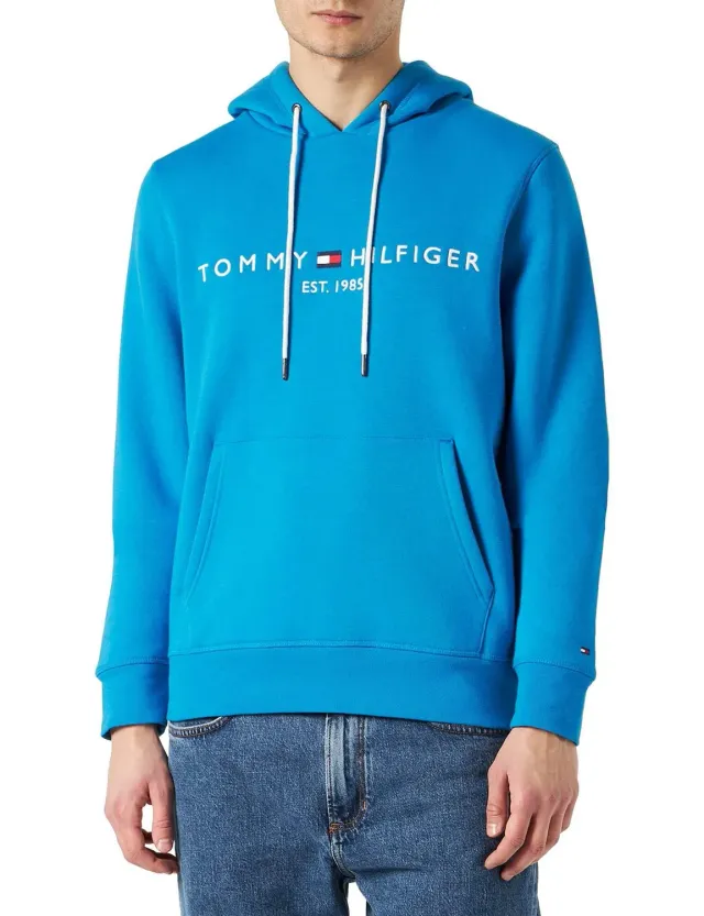Tommy Hilfiger Tommy Logo felpa uomo cappuccio blu