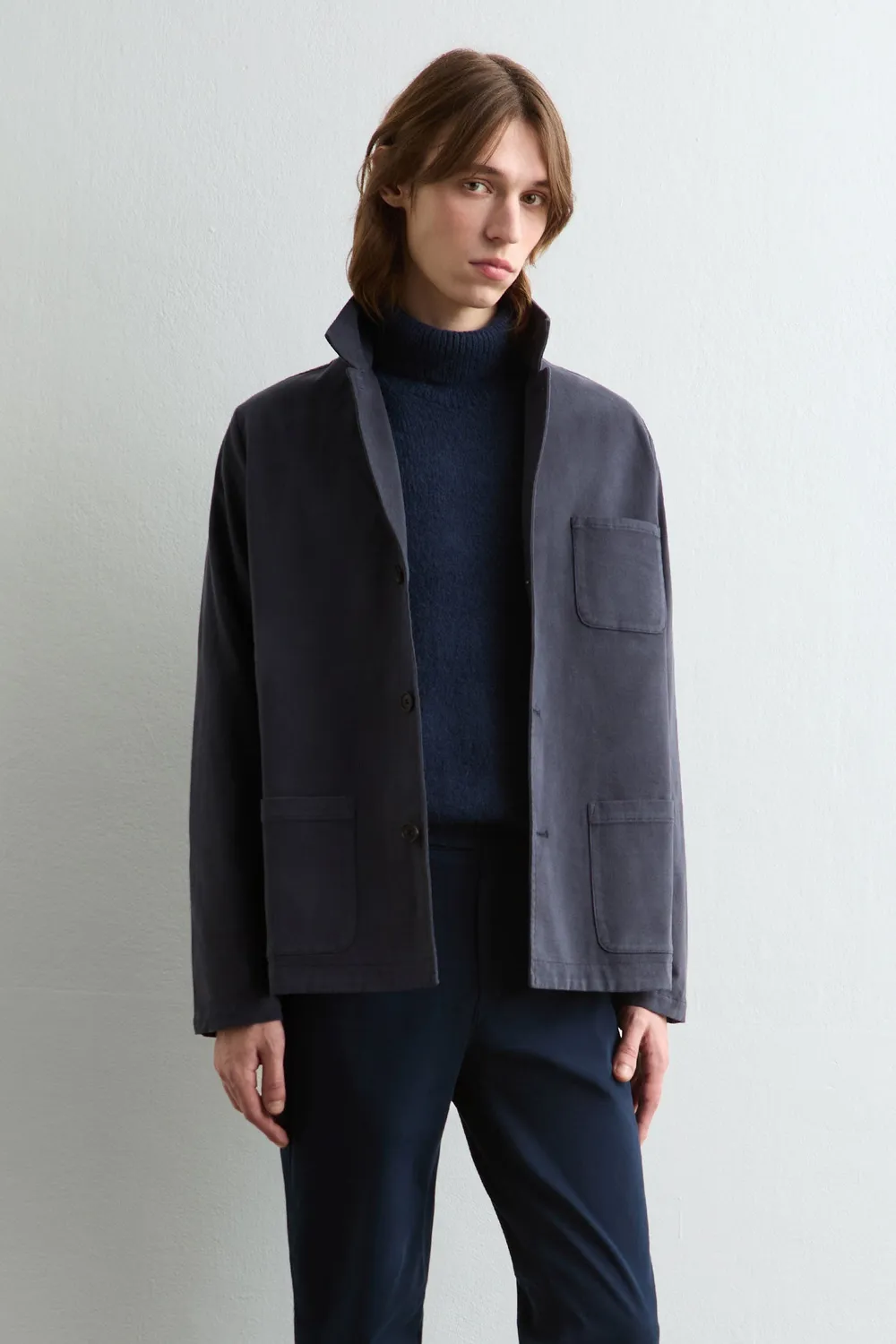 Massimo Alba Florida giacca camicia cotone dark blue