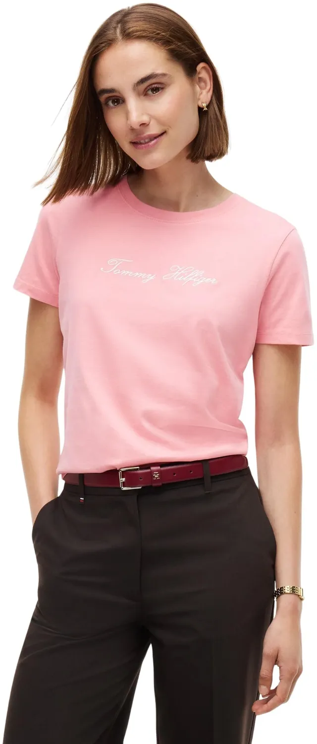 Tommy Hilfiger Script maglietta donna maniche corte classic pink